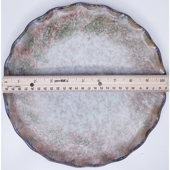 Vtg. Italica ARS POTTERY Italian Hand Painted Scalloped Edge Plate& Lid ~Signed - Picture 11 of 15